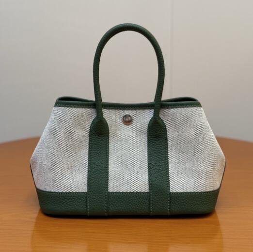 【エルメス HERMES】ガーデンパーティーミニ 23 ハンドバッグ ヴェールモワイヤン/シルバー金具（100％マシン）